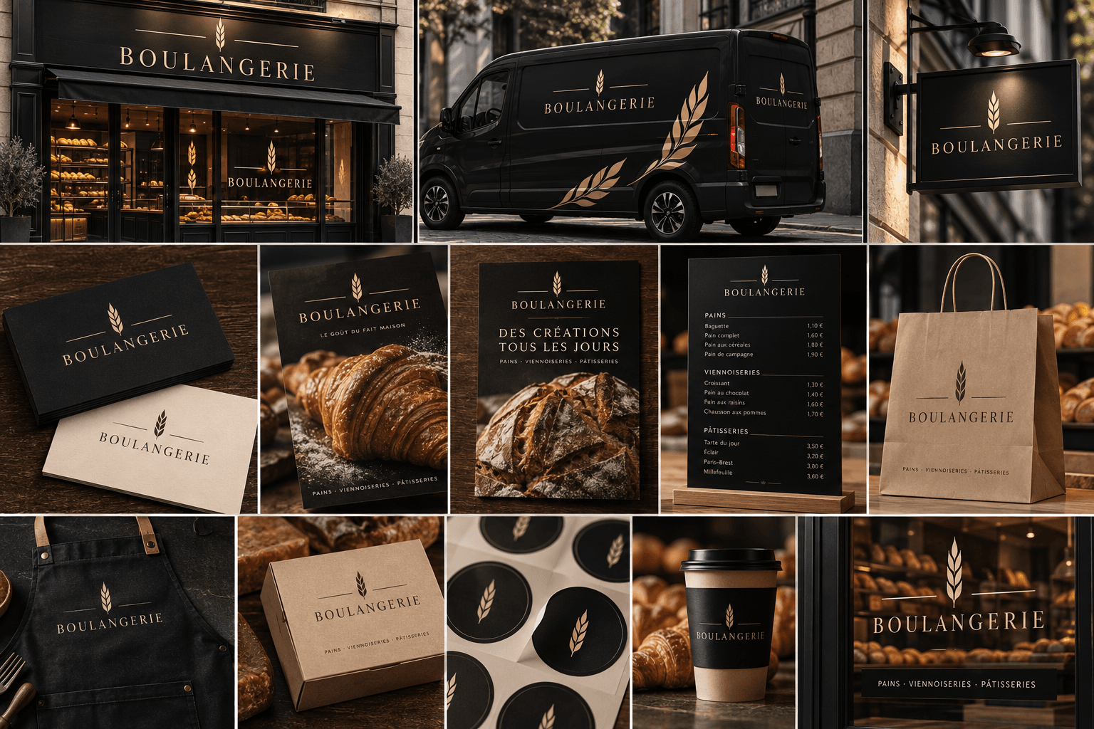 Identité visuelle et supports de communication pour une boulangerie